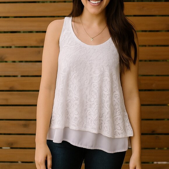 Abercrombie & Fitch Size M flowy tank Y2K lacy - Picture 1 of 5